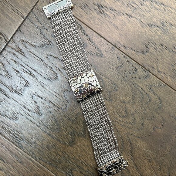 Silver & Gold 10 Box Chain Bracelet 7.75" EUC - Picture 3 of 5